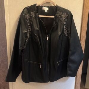 Belle by Kim Gravel Black Floral faux leather jacket